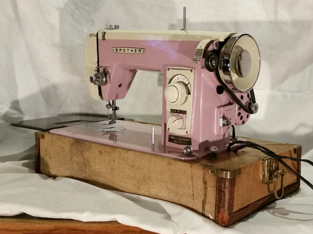 A Beautiful Pink and Cream Brother 220 Super Streamliner Vintage Japanese Sewing Machine